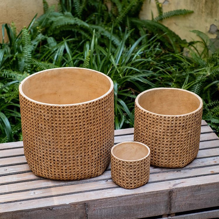 Rattan-Texture Cement Planter