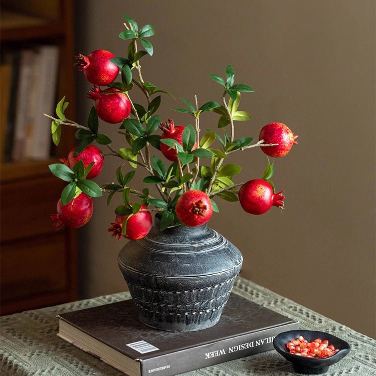 Artificial Short Pomegranate Stem 15" Tall