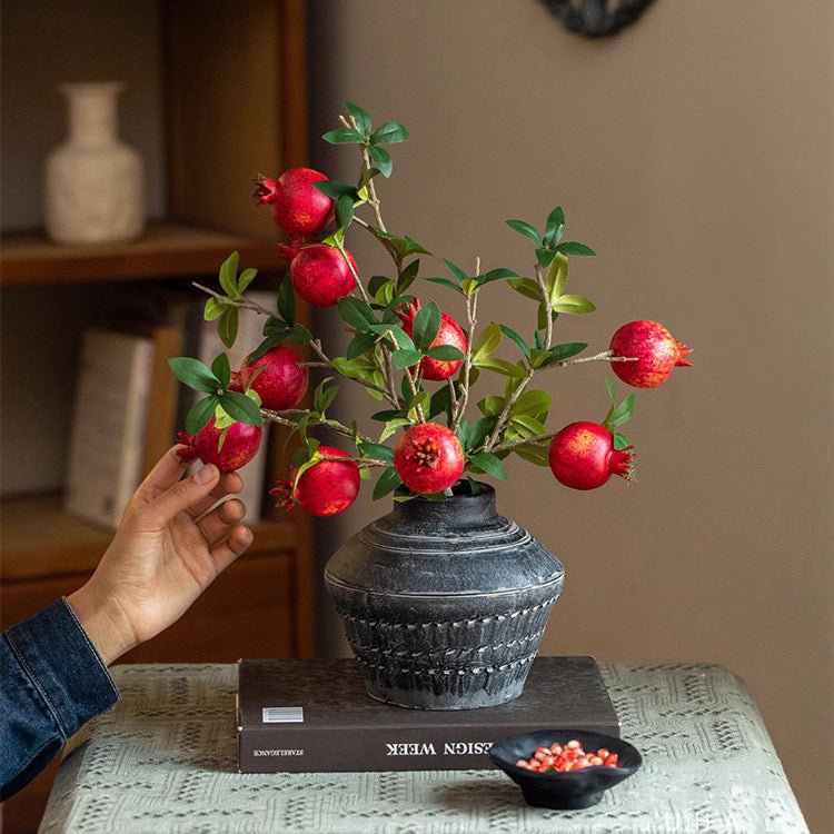 Artificial Short Pomegranate Stem 15" Tall