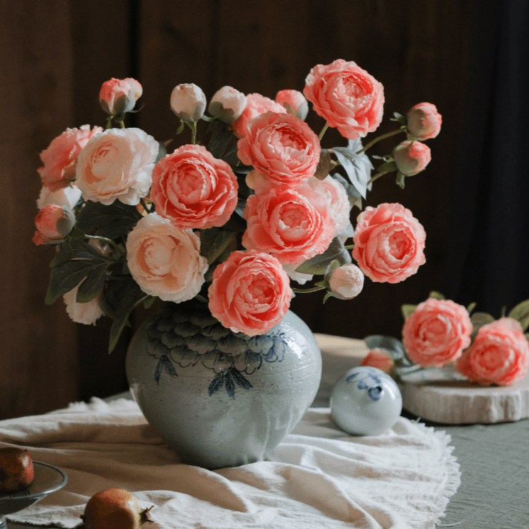 Artificial Silk-Look Peony Stem 27" Tall