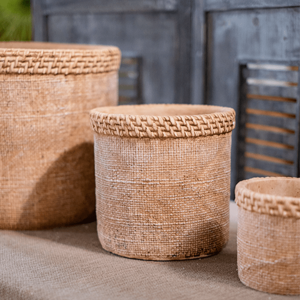 Straw-Look Concrete Planter