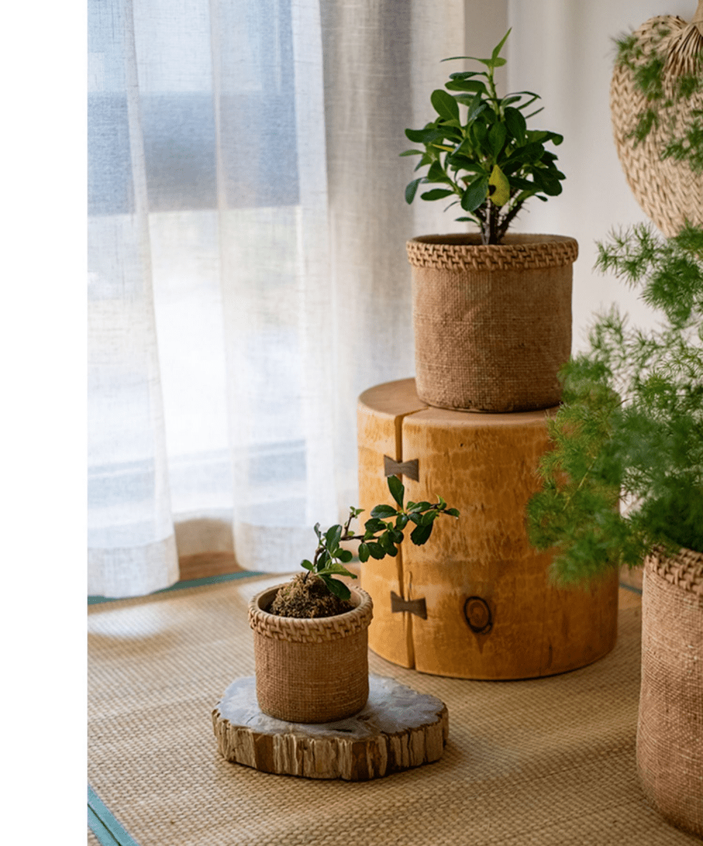 Straw-Look Concrete Planter