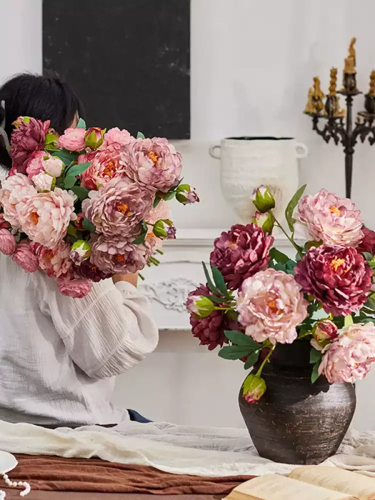Artificial Vintage Peony Stem – 26"