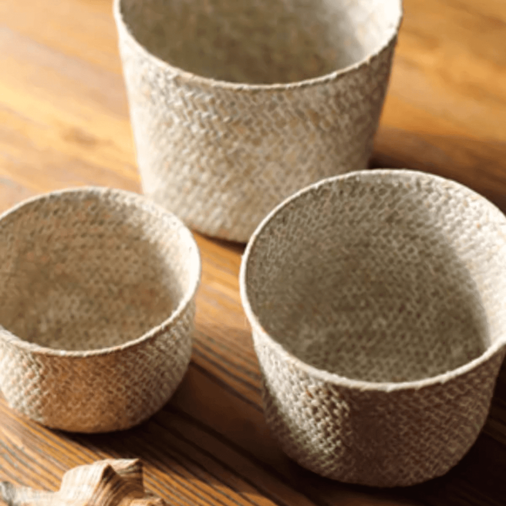 Natural Straw Round Storage Basket