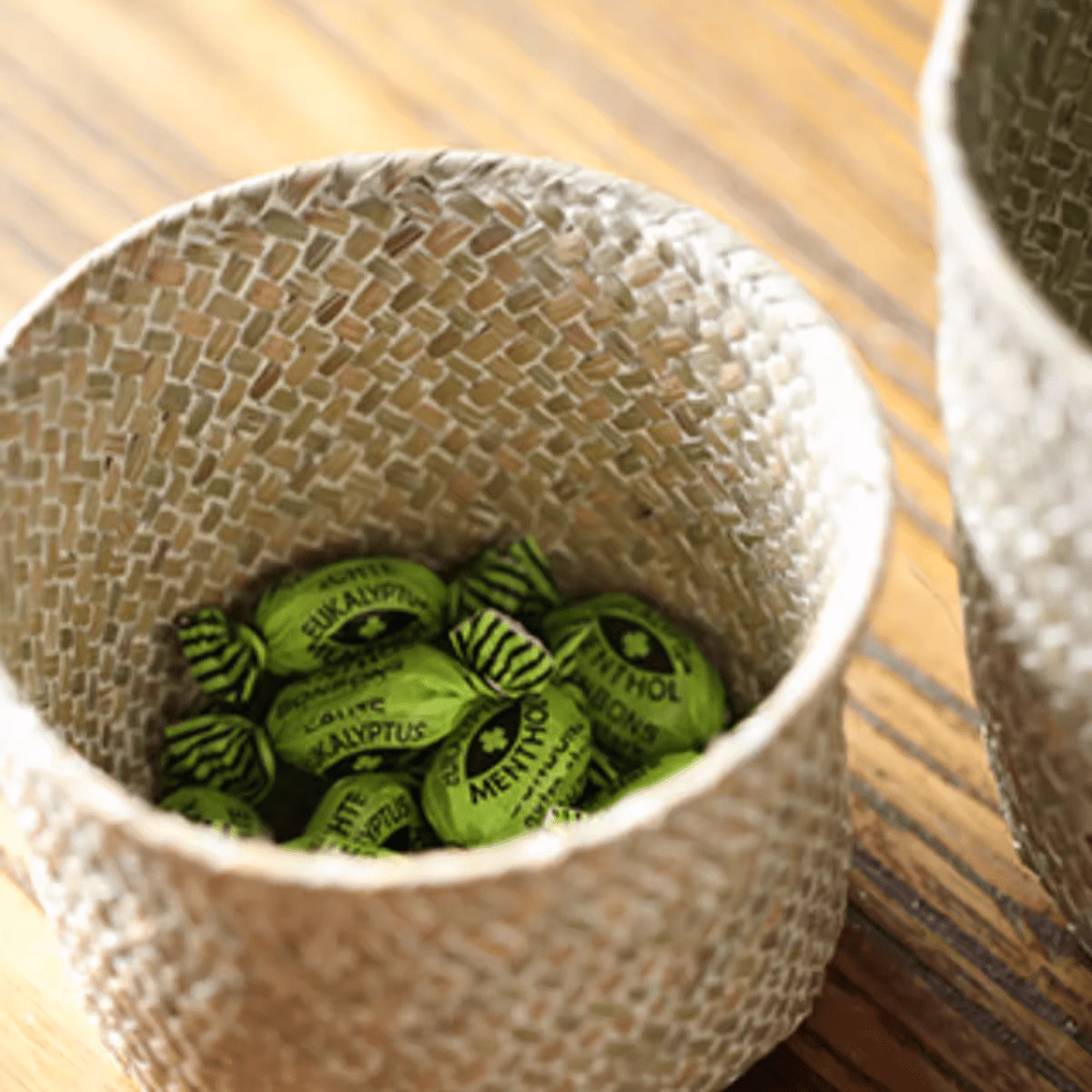 Natural Straw Round Storage Basket