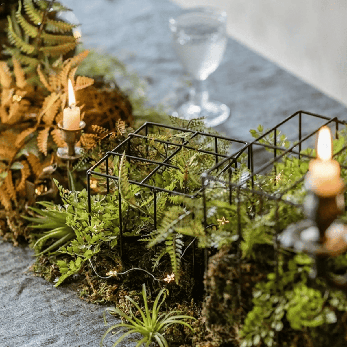 Woodland Cube Garden Accent with Artificial Fern