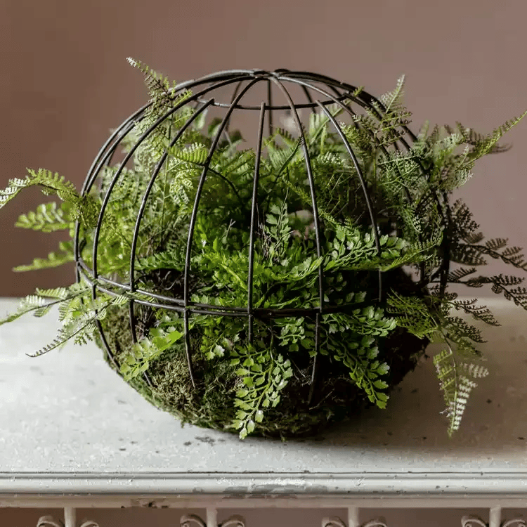 Woodland Globe Garden Accent with Artificial Fern