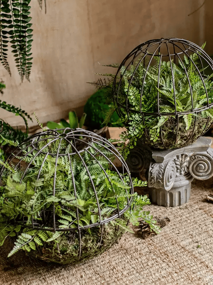 Woodland Globe Garden Accent with Artificial Fern