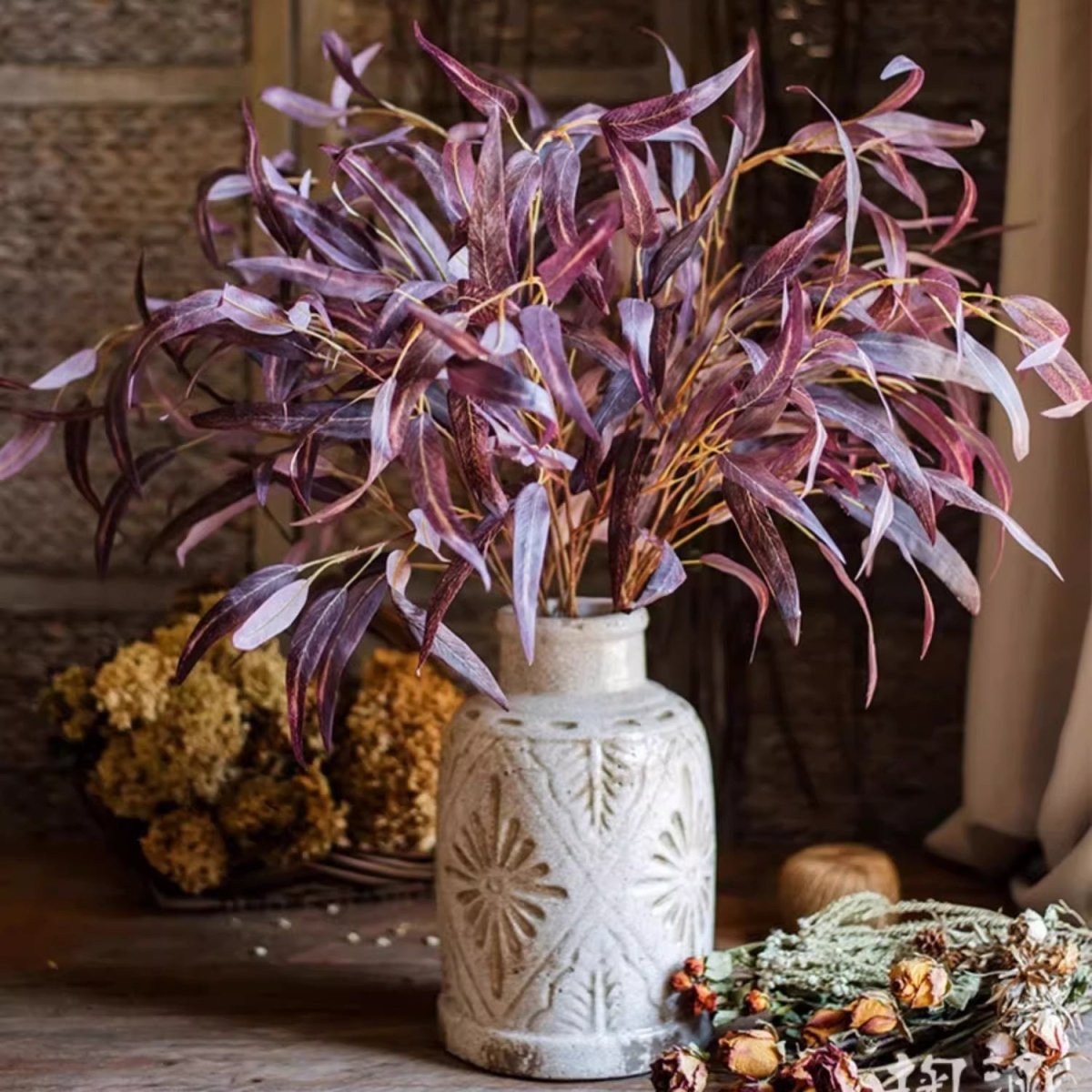 Artificial Whispers of Autumn Eucalyptus Stem 33" Tall