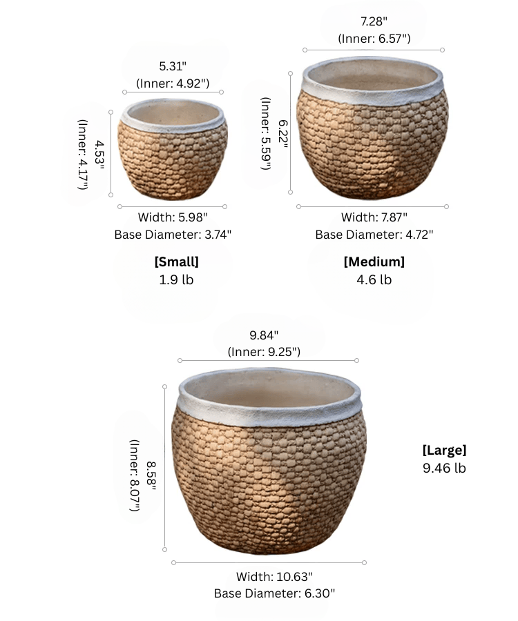Woven Rattan-Look Cement Planter
