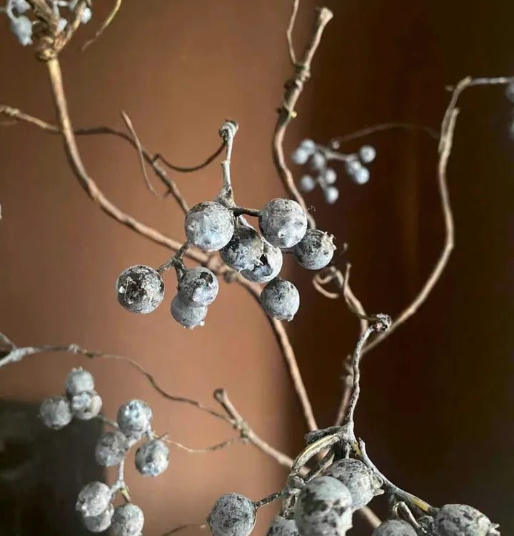 Artificial Zen Style Blue Berry Stem 37.5" Tall