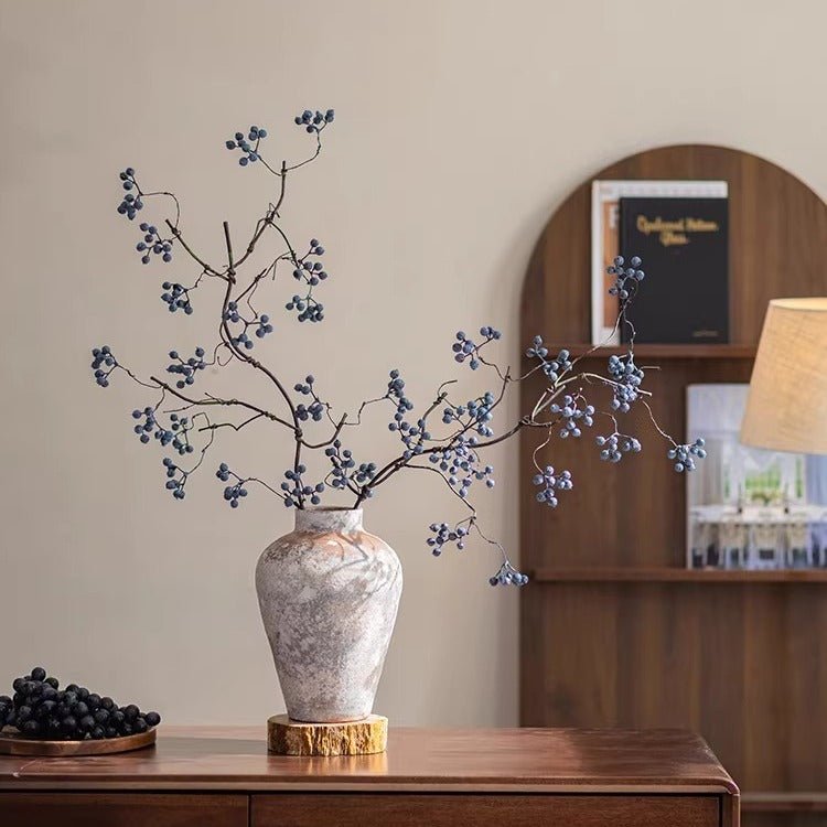 Artificial Zen Style Blue Berry Stem 37.5" Tall