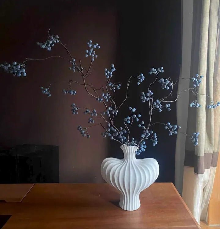 Artificial Zen Style Blue Berry Stem 37.5" Tall
