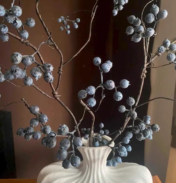 Artificial Zen Style Blue Berry Stem 37.5" Tall