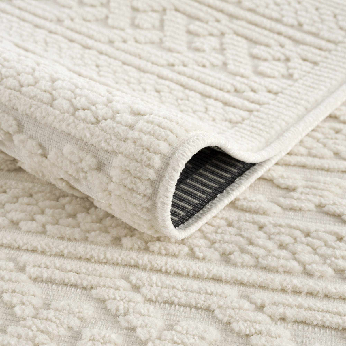 Fadey White 3D Washable Rug