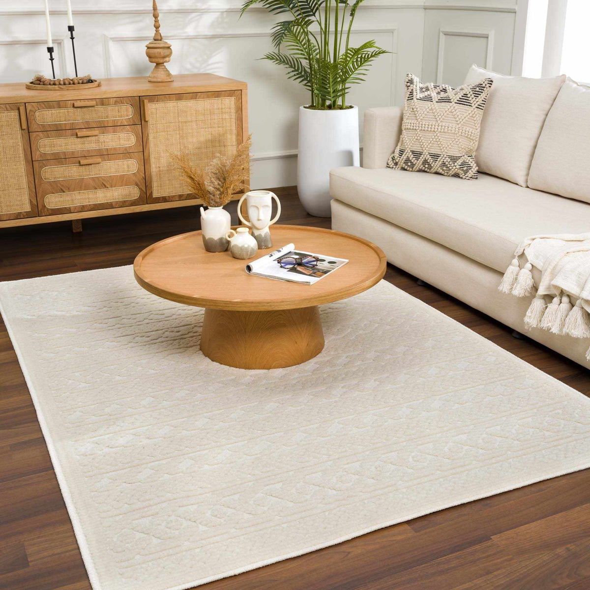 Fadey White 3D Washable Rug