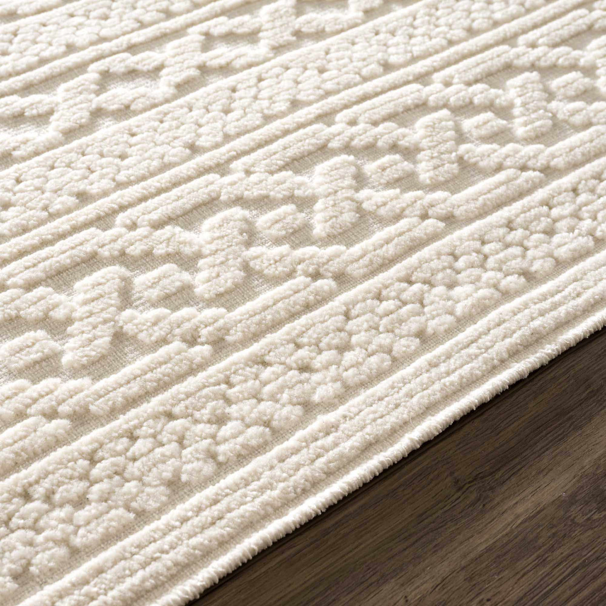 Fadey White 3D Washable Rug