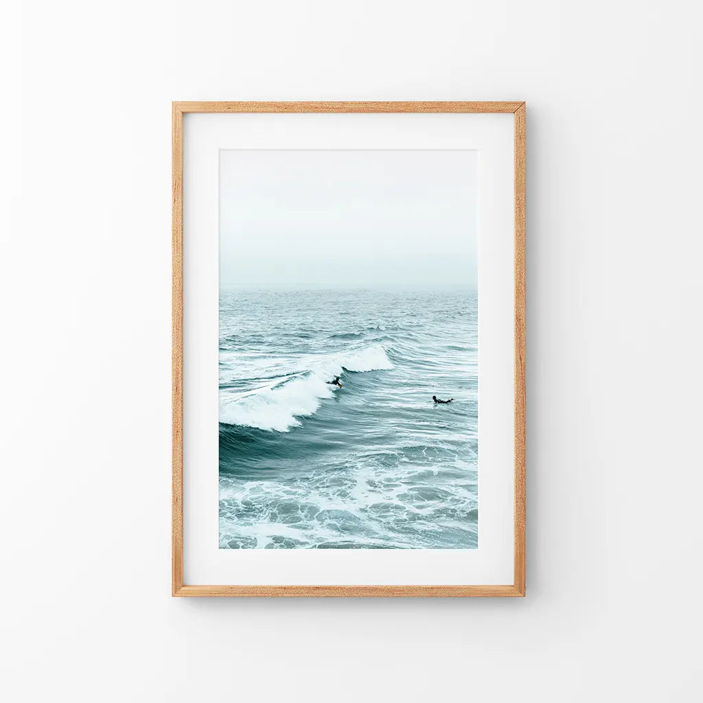 Large Blue Sea Waves. Surfing Themed Print