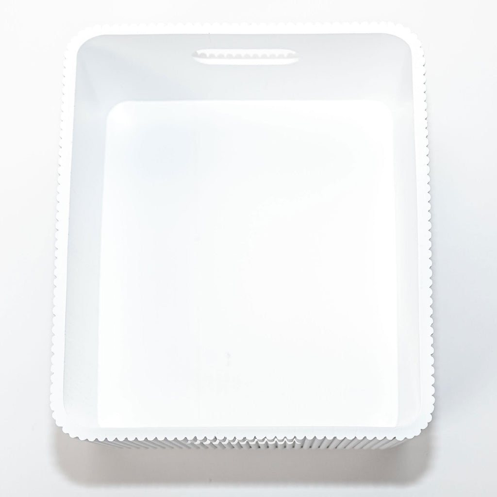 Wooden Ribbed Bins – White