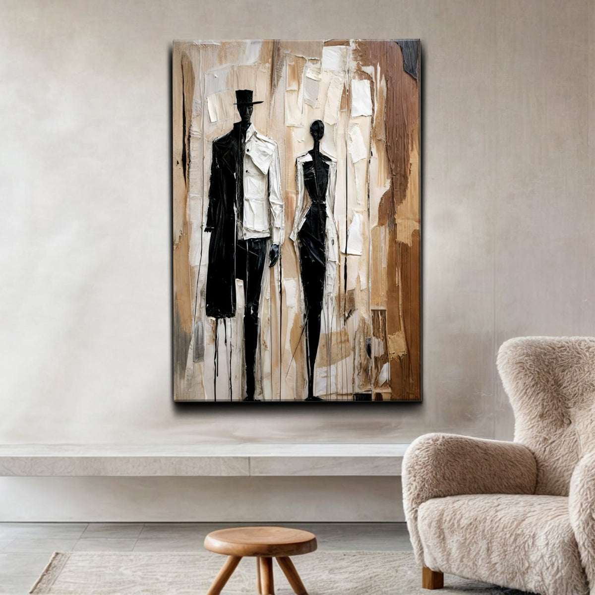 Modern Abstract Couple Canvas Wall Art