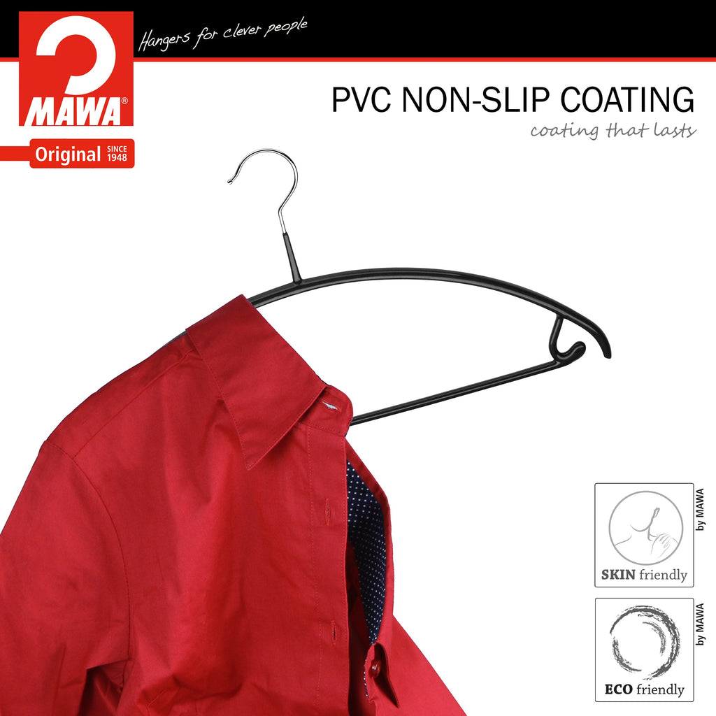 MAWA Euro 42-U Hanger with Pant Bar & Skirt Hooks, Black