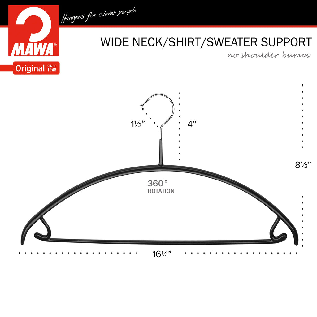 MAWA Euro 42-U Hanger with Pant Bar & Skirt Hooks, Black