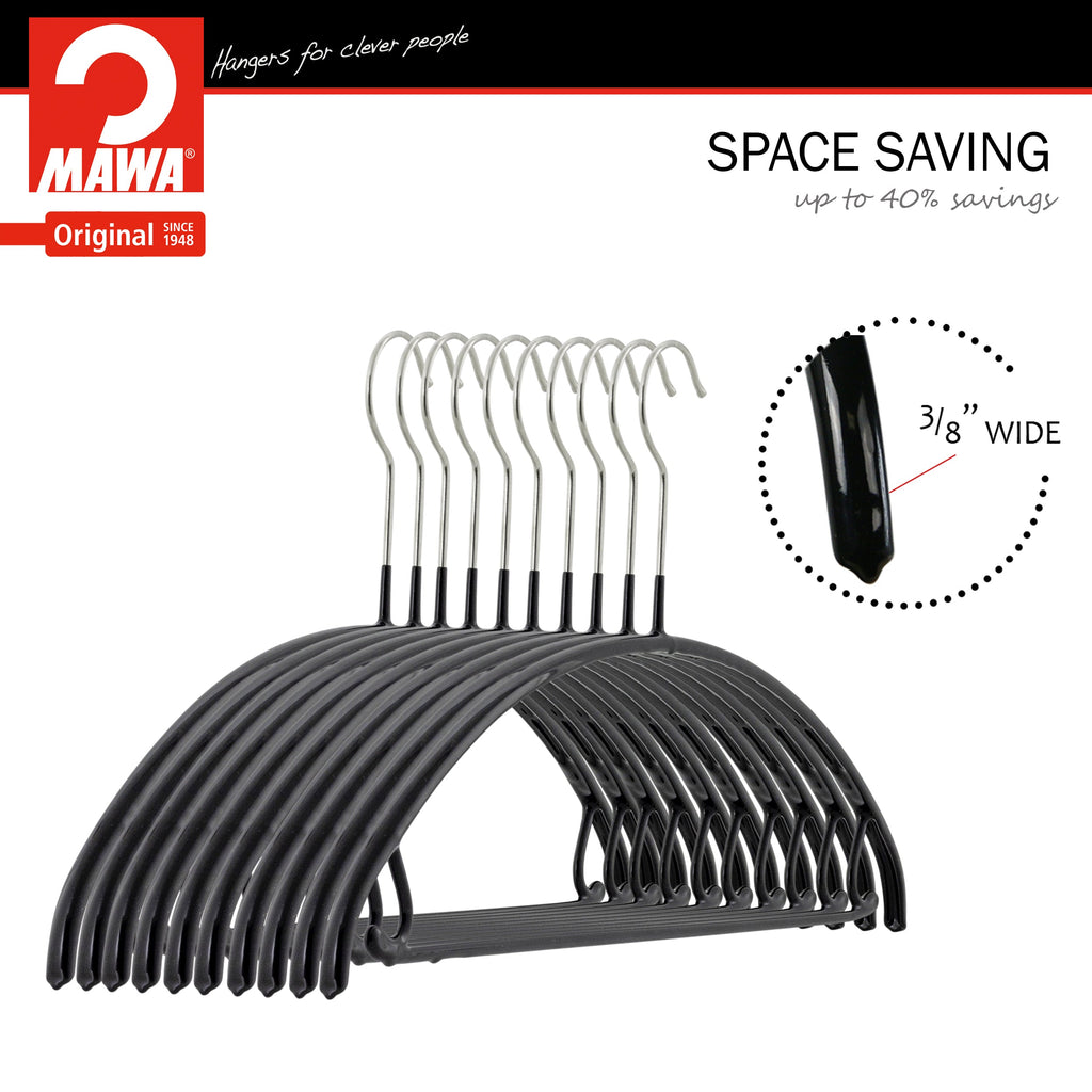 MAWA Euro 42-U Hanger with Pant Bar & Skirt Hooks, Black