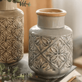 Domino Embossed Ceramic Vase for Dried Flowers