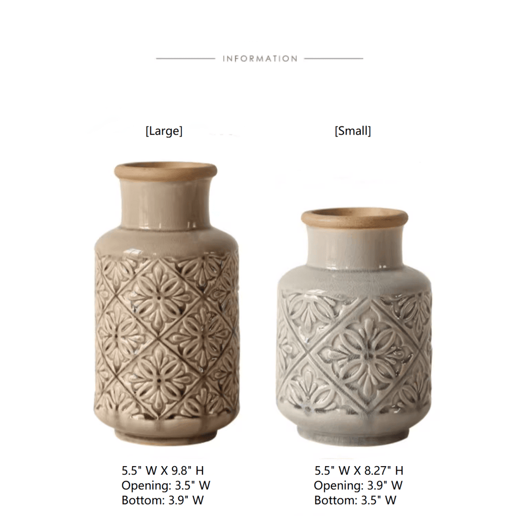 Domino Embossed Ceramic Vase for Dried Flowers