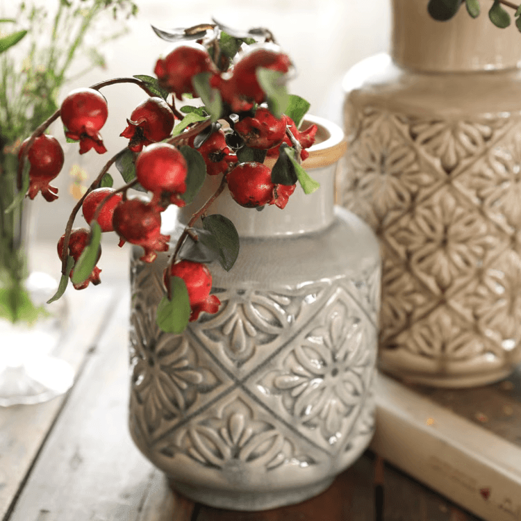 Domino Embossed Ceramic Vase for Dried Flowers