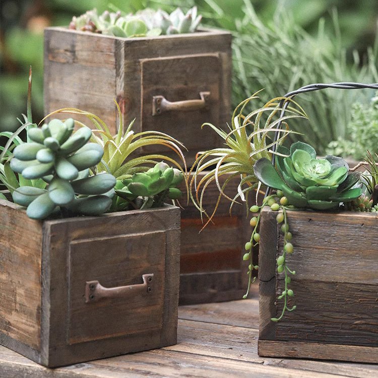 Farmhouse Wooden Planter Box for Succulents or Flowers