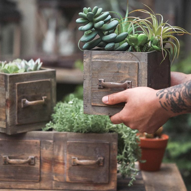 Farmhouse Wooden Planter Box for Succulents or Flowers