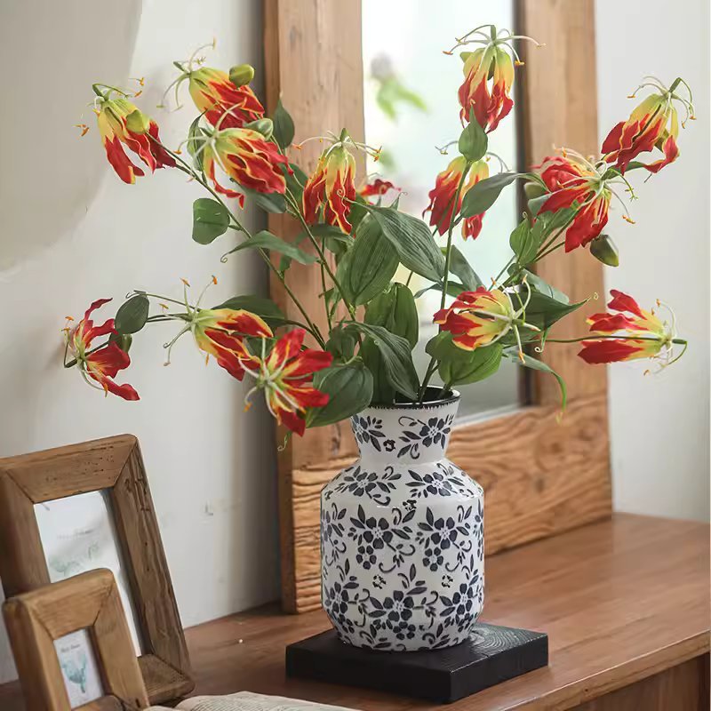Artificial Fire Lily Stem 31.9" Tall