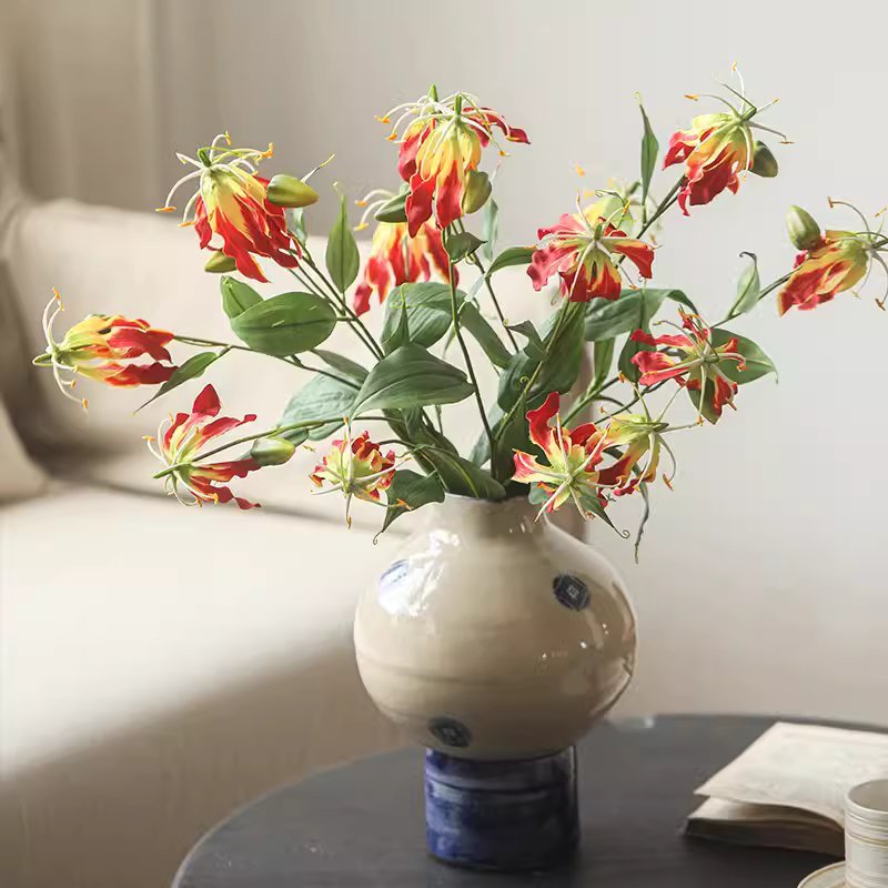 Artificial Fire Lily Stem 31.9" Tall