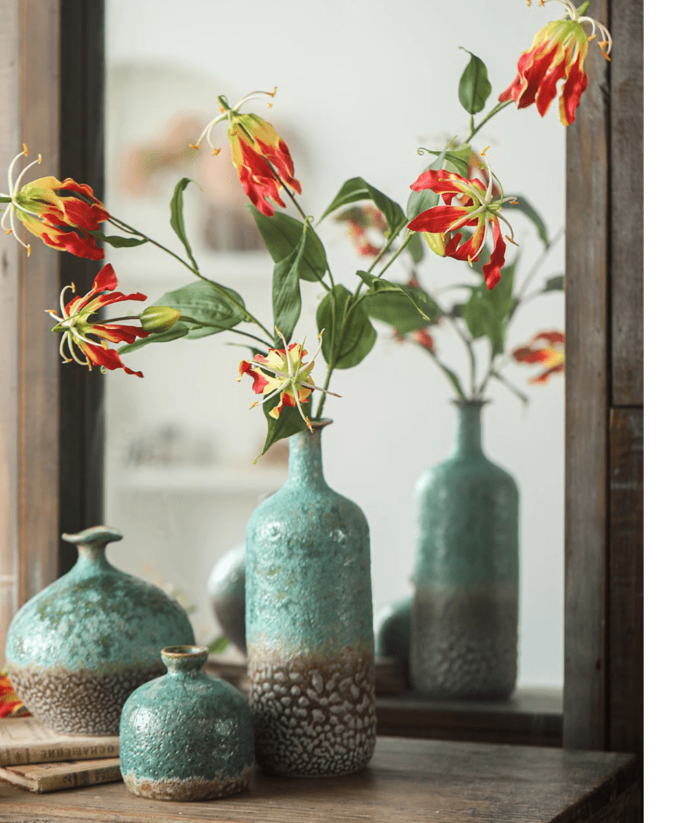 Artificial Fire Lily Stem 31.9" Tall