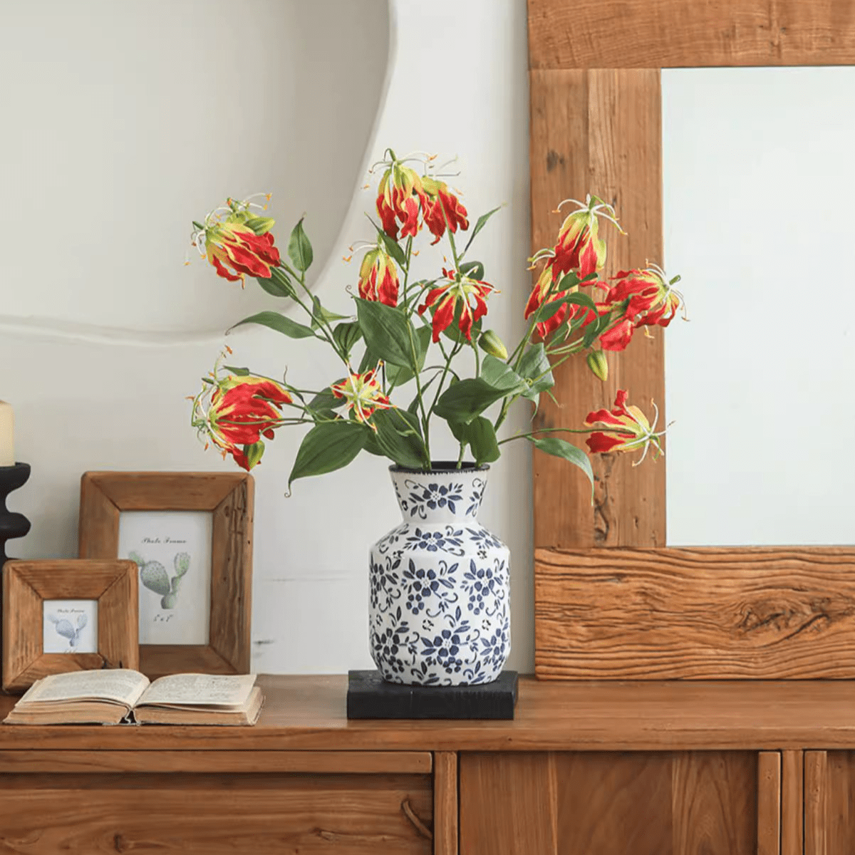 Artificial Fire Lily Stem 31.9" Tall