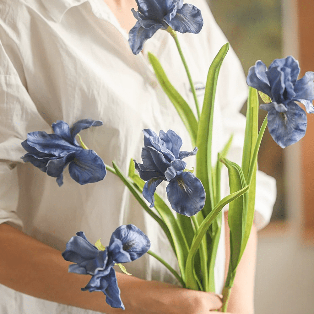 Artificial Silk Iris Flower Stem 22" Tall