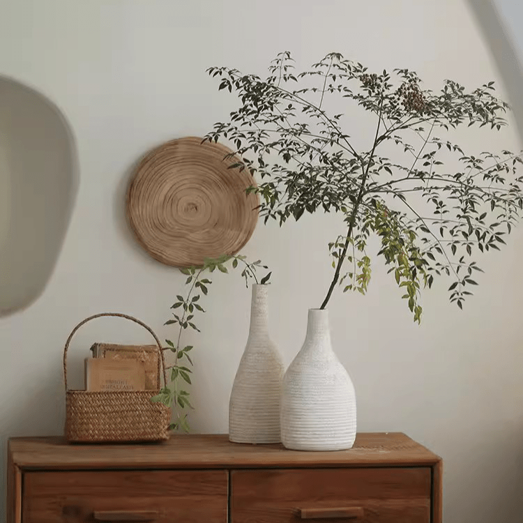 White Narrow-Neck Ceramic Vase