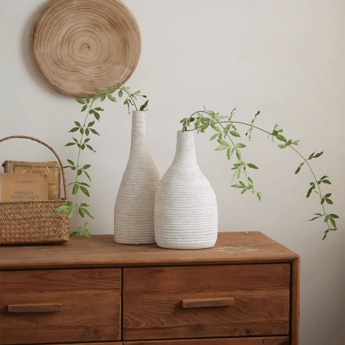 White Narrow-Neck Ceramic Vase