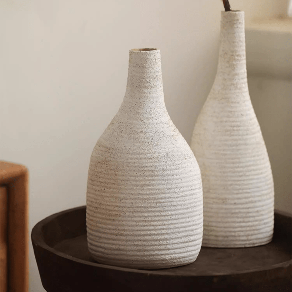 White Narrow-Neck Ceramic Vase