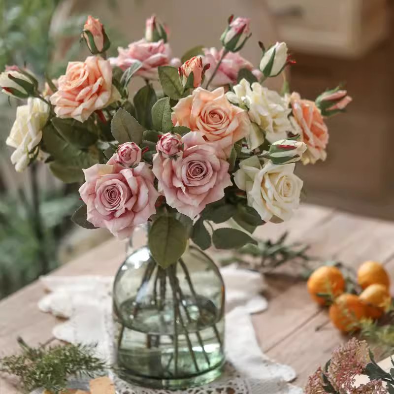 Artificial Rolled Edge American Rose Stem 18" Tall