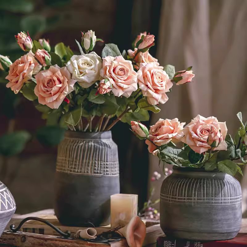 Artificial Rolled Edge American Rose Stem 18" Tall
