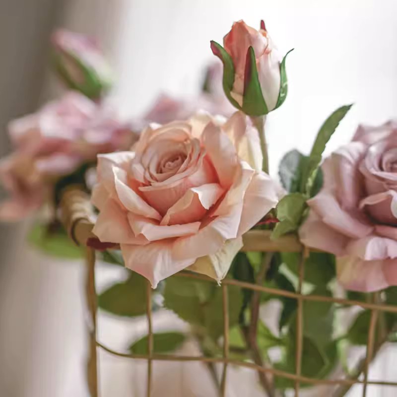 Artificial Rolled Edge American Rose Stem 18" Tall