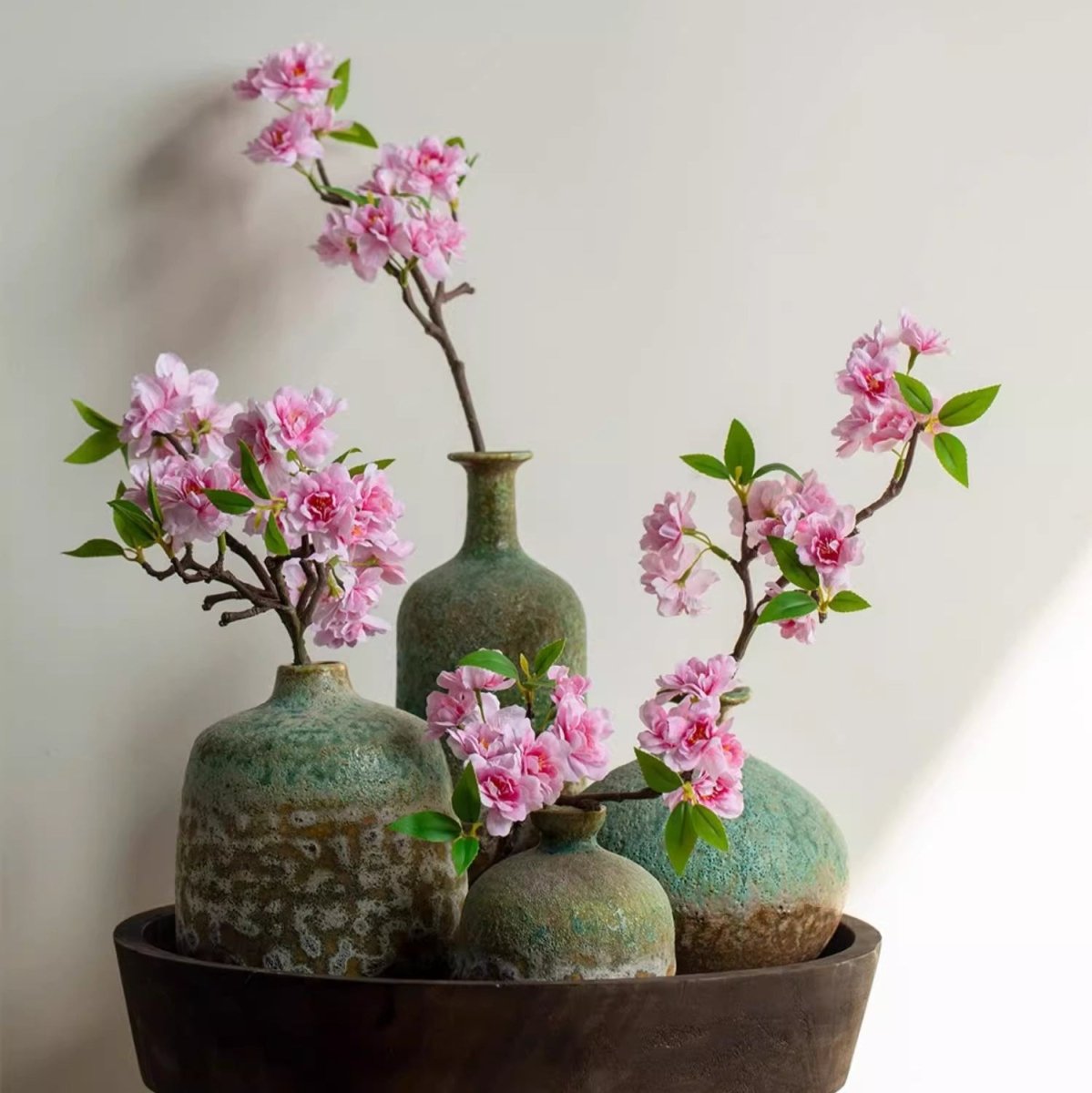 Artificial Small Peach Blossom Flower Stem 16.5" Tall