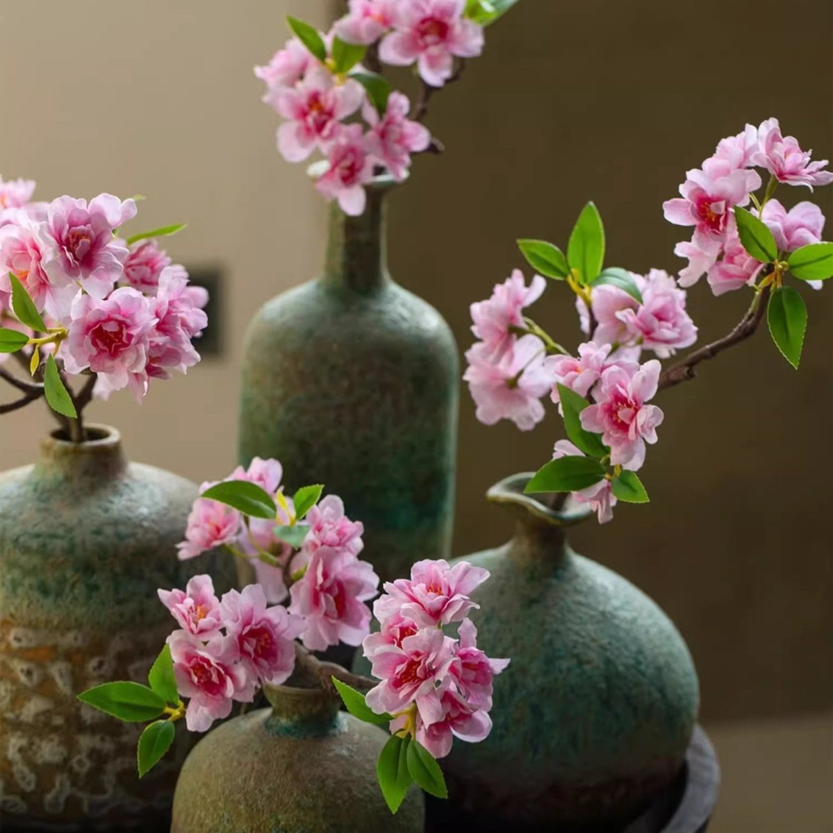 Artificial Small Peach Blossom Flower Stem 16.5" Tall