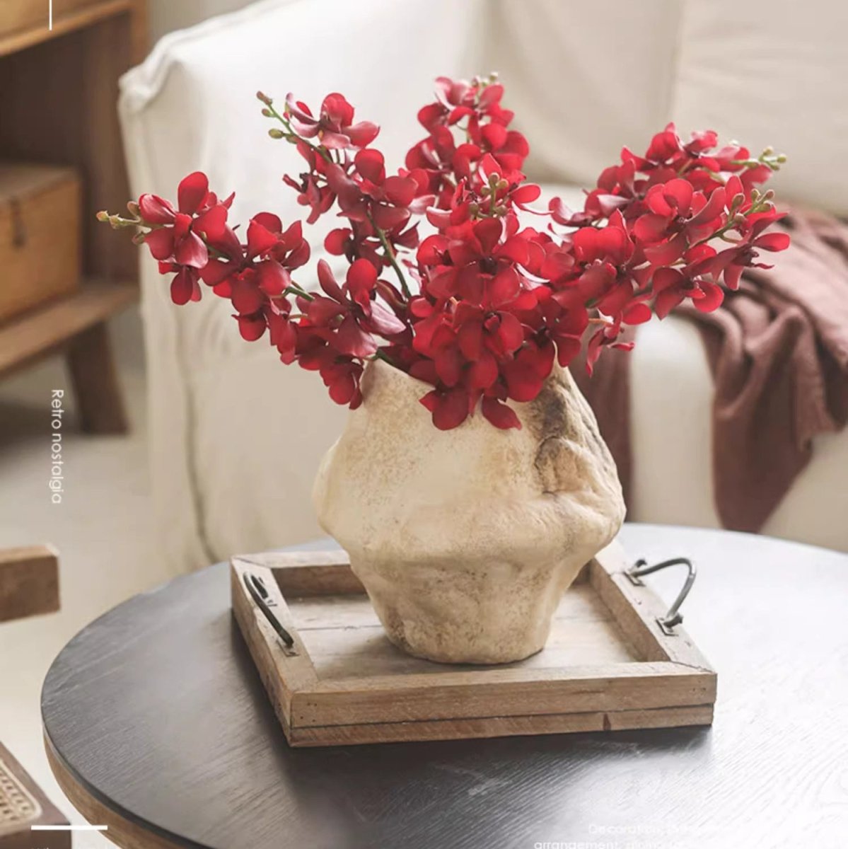 Artificial Single Red Orchid Stem 24" Tall