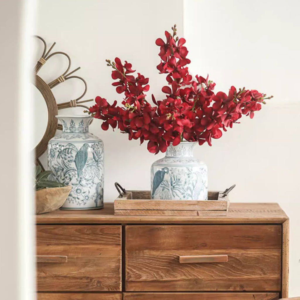 Artificial Single Red Orchid Stem 24" Tall