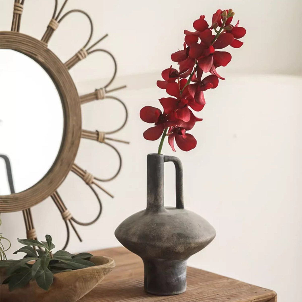 Artificial Single Red Orchid Stem 24" Tall