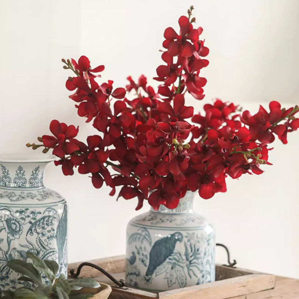 Artificial Single Red Orchid Stem 24" Tall