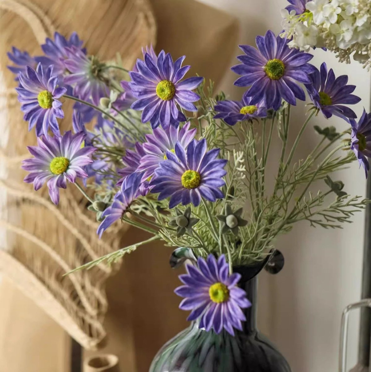 Artificial Summer Chrysanthemum Flower Stem in Purple 23.6" Tall